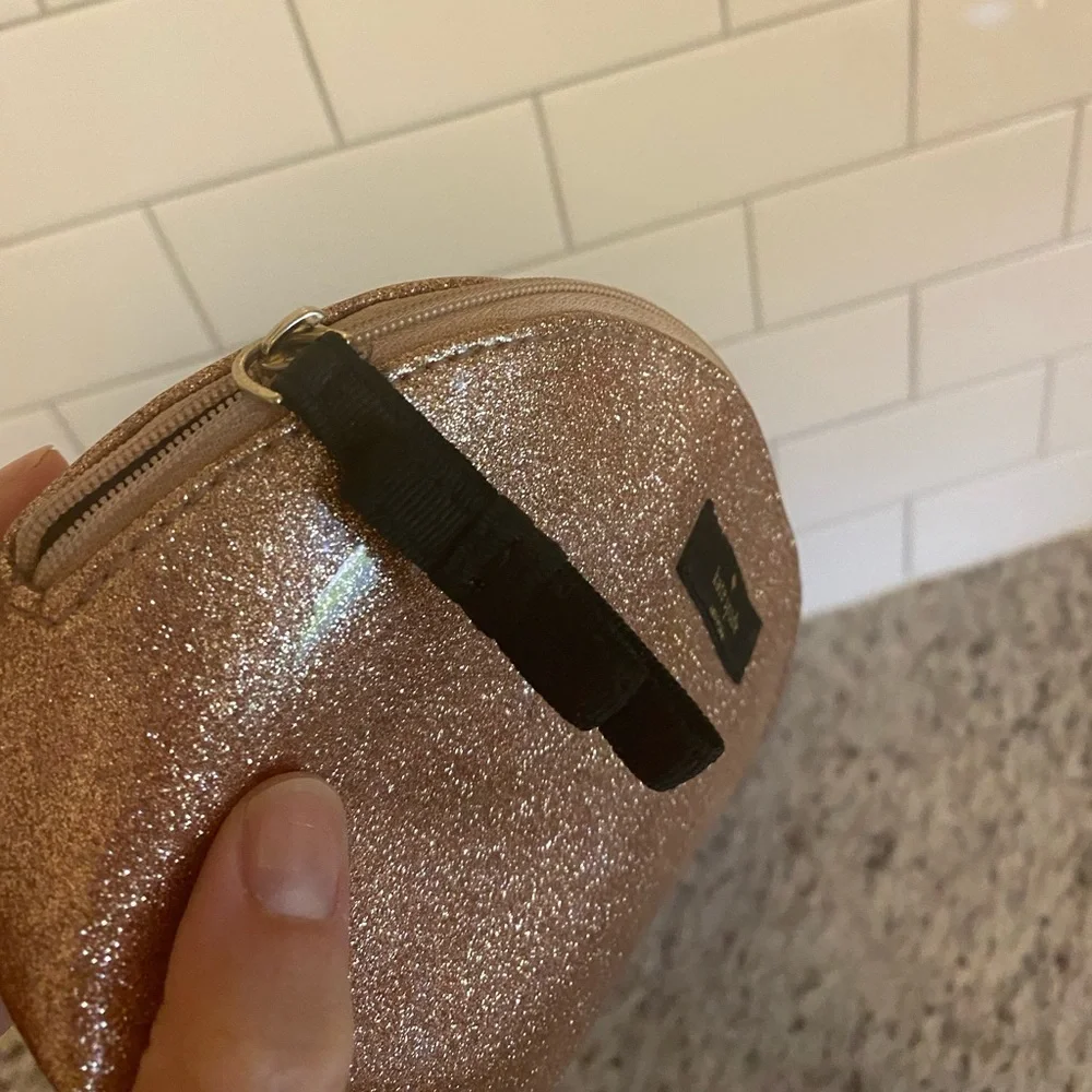 kate spade rose gold glitter cosmetic pouch